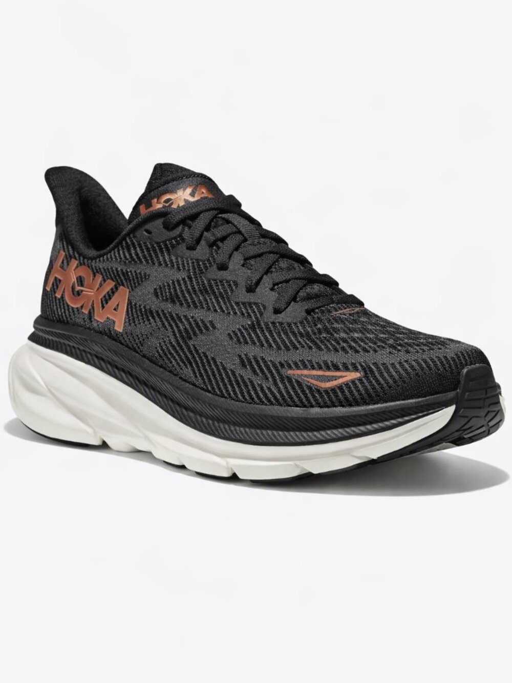 HOKA Clifton 9 Road Running Sneakers Shoes Black Gold US 7 Athleisure Outdoor